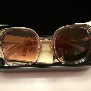 Coach Rose Gold Transparent Pink Boho Gradient Oversized Sunglasses HC7101B